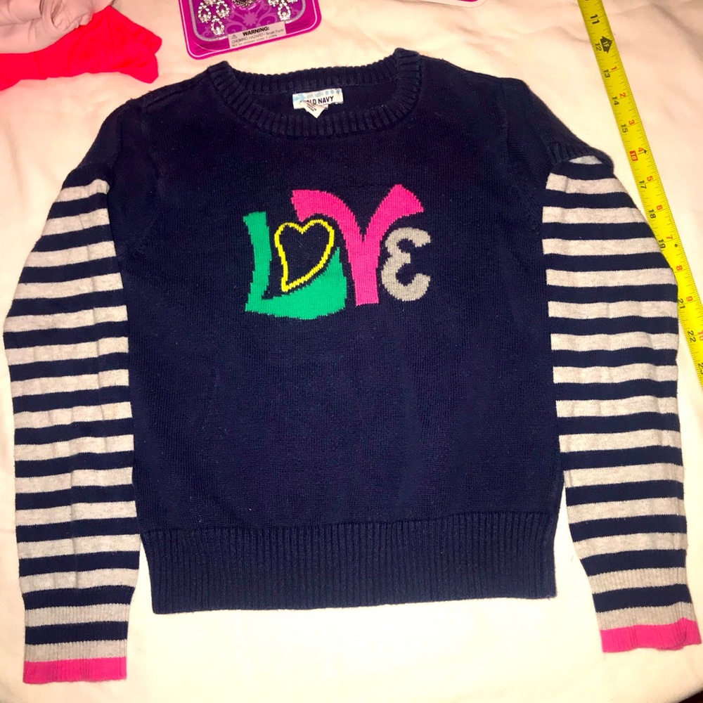 Old Navy- girls “Love” sweater- size M